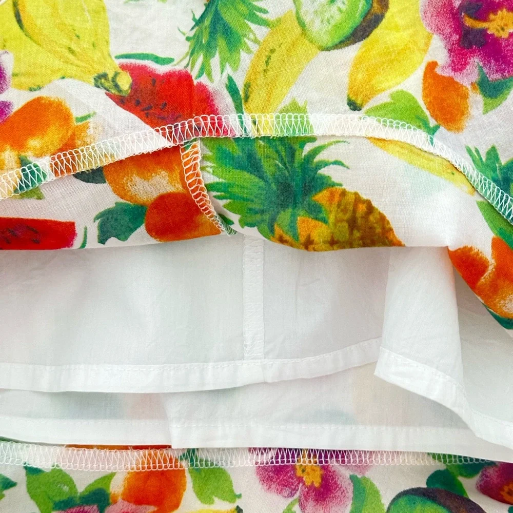 Dolce & Gabbana Girls Tropical Fruit Print Dress with Bright Multicolor Accents - Picture 5 of 8